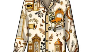Коллаж из минималистичных линий и пышных барочных узоров для трендов печати на шелковых рубашках от ДиТиЭф Печать